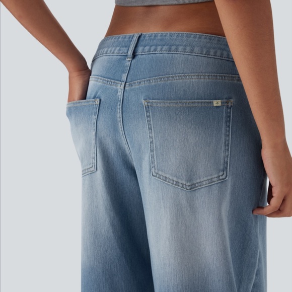 Halara Flex™ Asymmetric Low Rise Zipper Pockets Baggy Wide Leg Casual Jeans - Picture 5 of 16